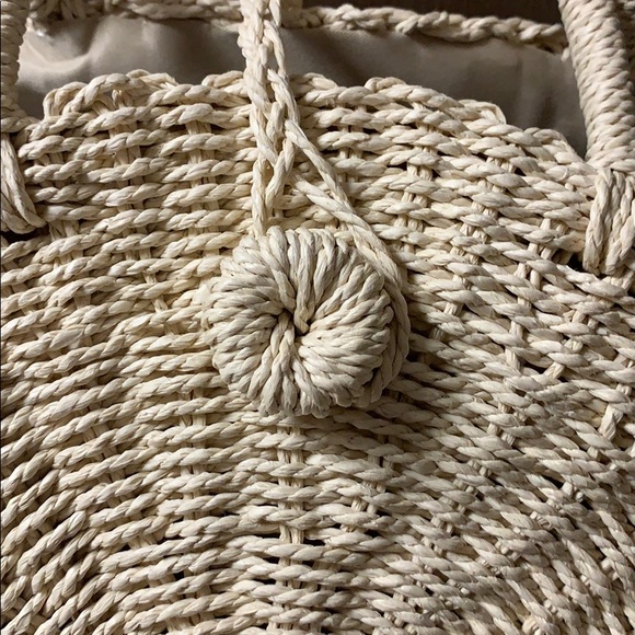 LAST 1❤️TRENDY ROUND LINED STRAW TOTE BAG - Picture 5 of 7